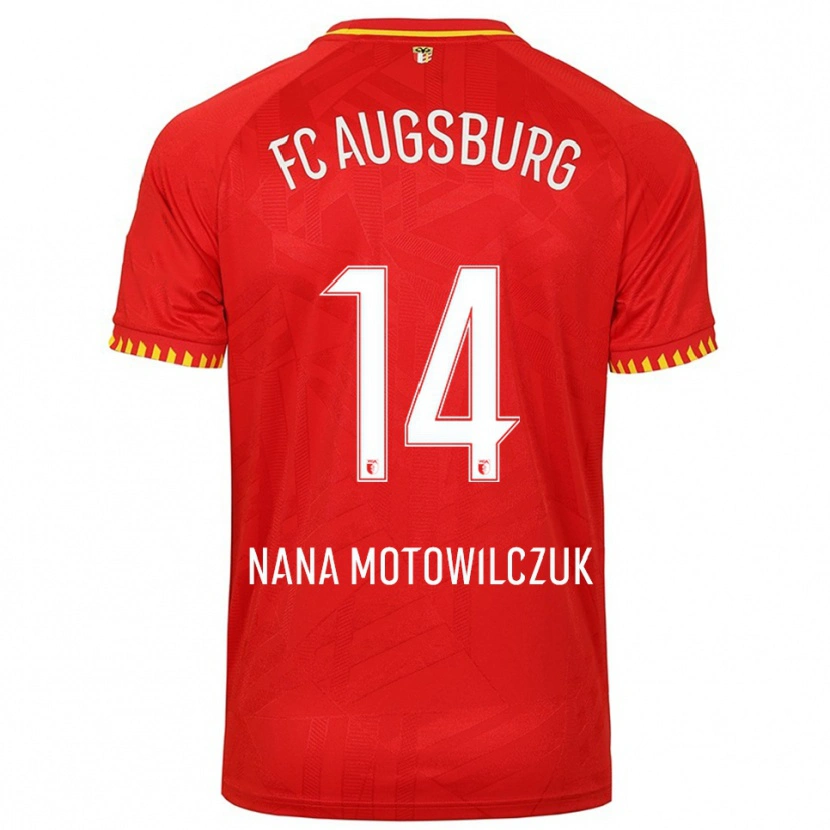Danxen Mujer Camiseta Kevin Nana Motowilczuk #14 Rojo Amarillo 2ª Equipación 2025/26 La Camisa