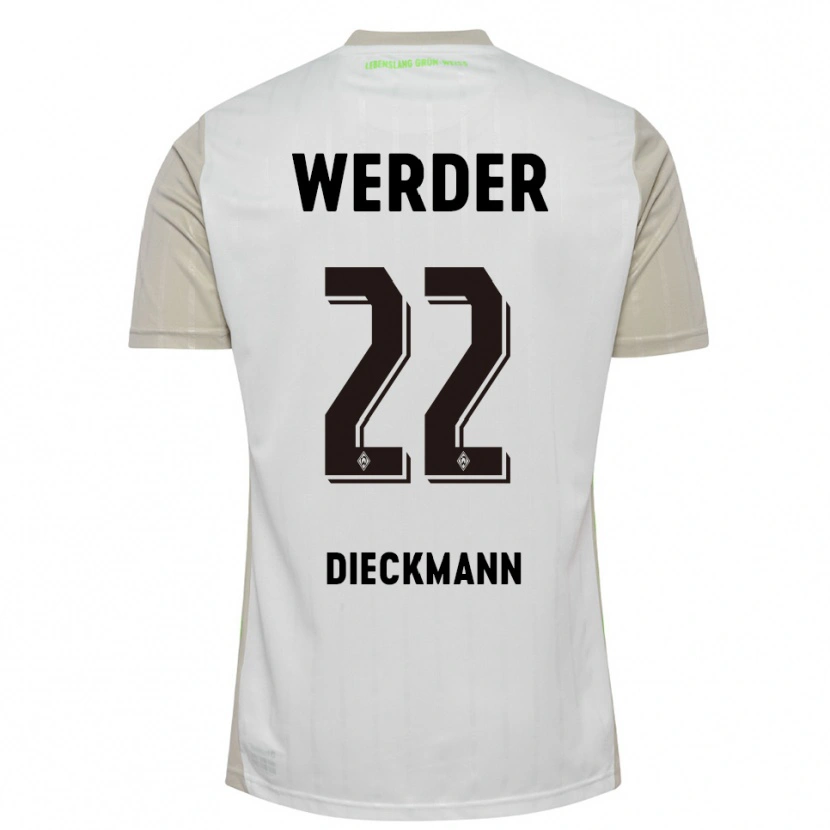Danxen Mujer Camiseta Rieke Dieckmann #22 Blanco Negro 2ª Equipación 2025/26 La Camisa