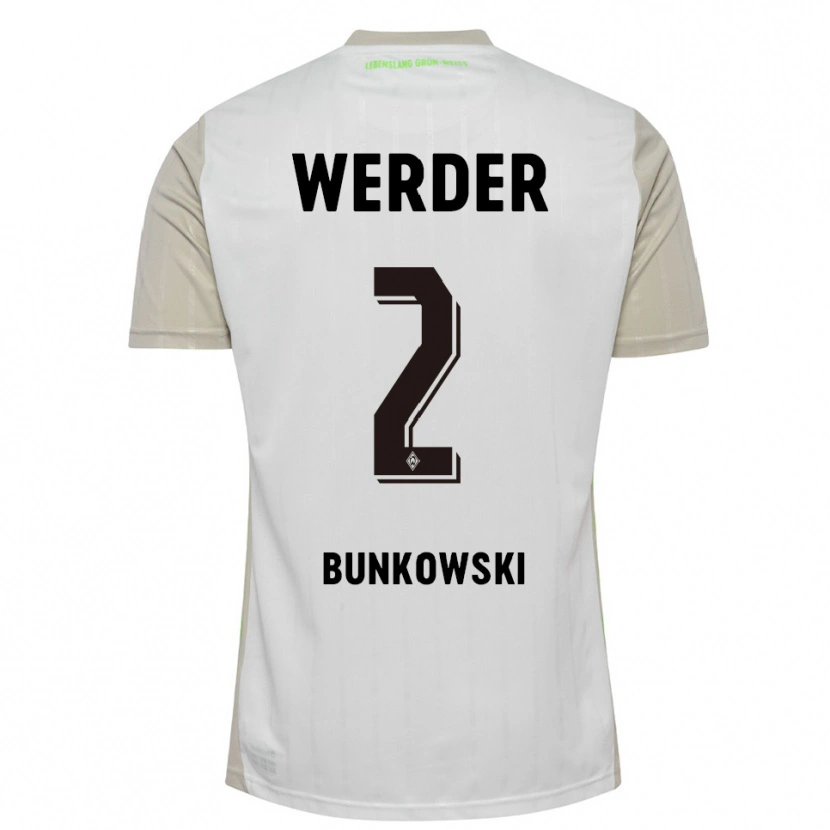 Danxen Mujer Camiseta Paul Bunkowski #2 Blanco Negro 2ª Equipación 2025/26 La Camisa