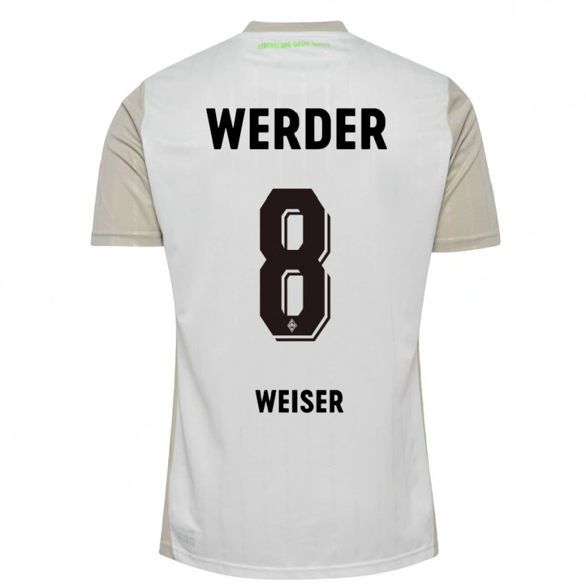 Danxen Mujer Camiseta Mitchell Weiser #8 Blanco Negro 2ª Equipación 2025/26 La Camisa