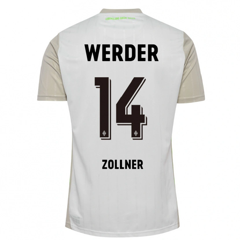 Danxen Mujer Camiseta Adrian Zollner #14 Blanco Negro 2ª Equipación 2025/26 La Camisa