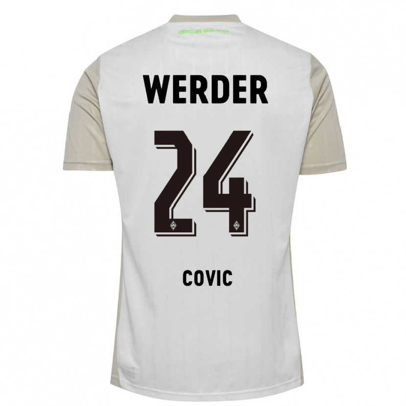 Danxen Mujer Camiseta Patrice Covic #24 Blanco Negro 2ª Equipación 2025/26 La Camisa