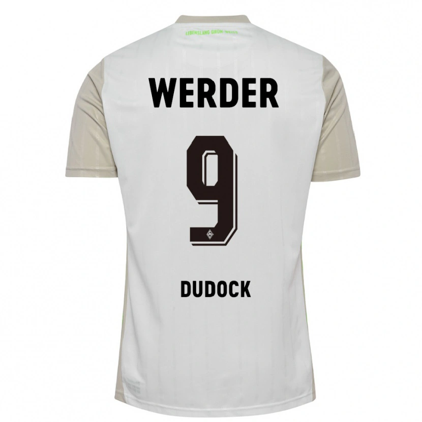 Danxen Mujer Camiseta Joshua Dudock #9 Blanco Negro 2ª Equipación 2025/26 La Camisa