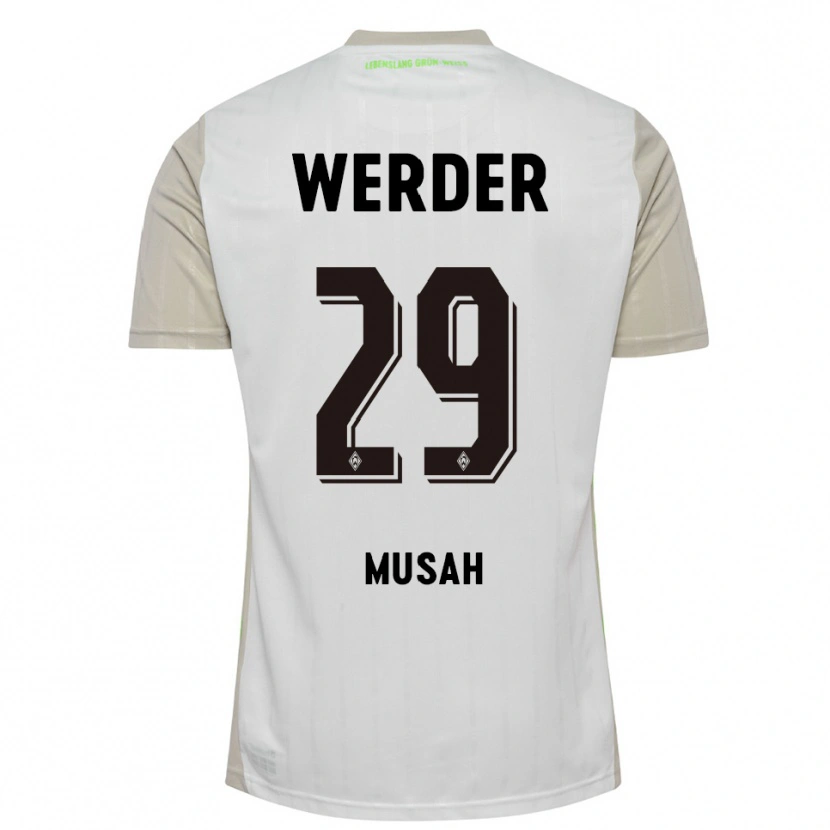 Danxen Mujer Camiseta Salim Musah #29 Blanco Negro 2ª Equipación 2025/26 La Camisa