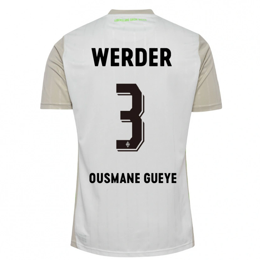 Danxen Mujer Camiseta Papa Ousmane Gueye #3 Blanco Negro 2ª Equipación 2025/26 La Camisa