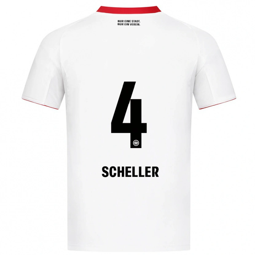 Danxen Mujer Camiseta Niklas Scheller #4 Blanco Rojo 2ª Equipación 2025/26 La Camisa