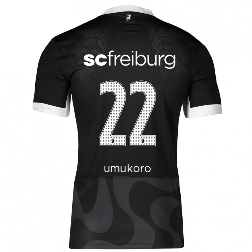Danxen Mujer Camiseta Jayden Umukoro #22 Negro Blanco 2ª Equipación 2025/26 La Camisa