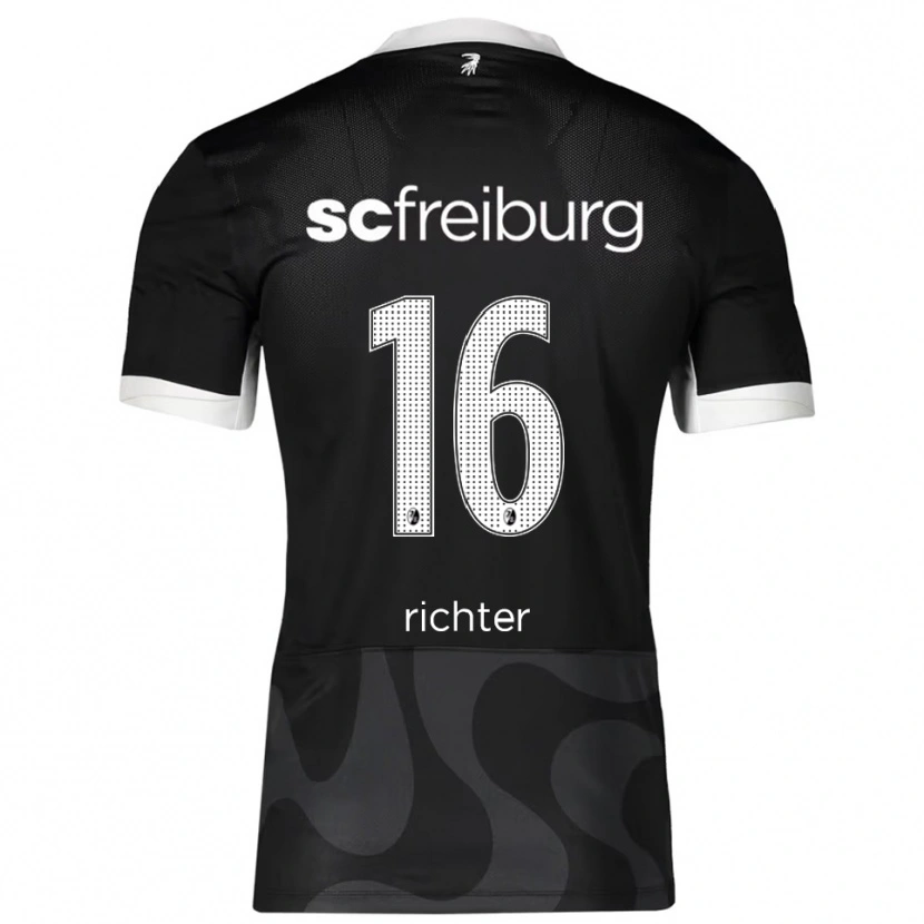 Danxen Mujer Camiseta Tom Richter #16 Negro Blanco 2ª Equipación 2025/26 La Camisa