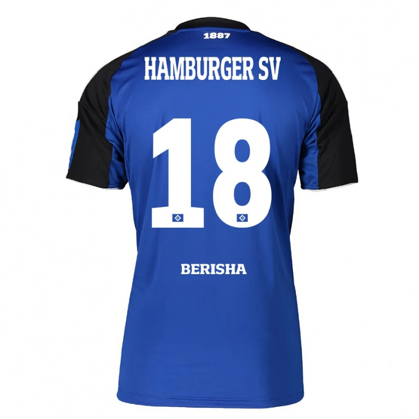 Danxen Mujer Camiseta Jasir Berisha #18 Azul Negro 2ª Equipación 2025/26 La Camisa