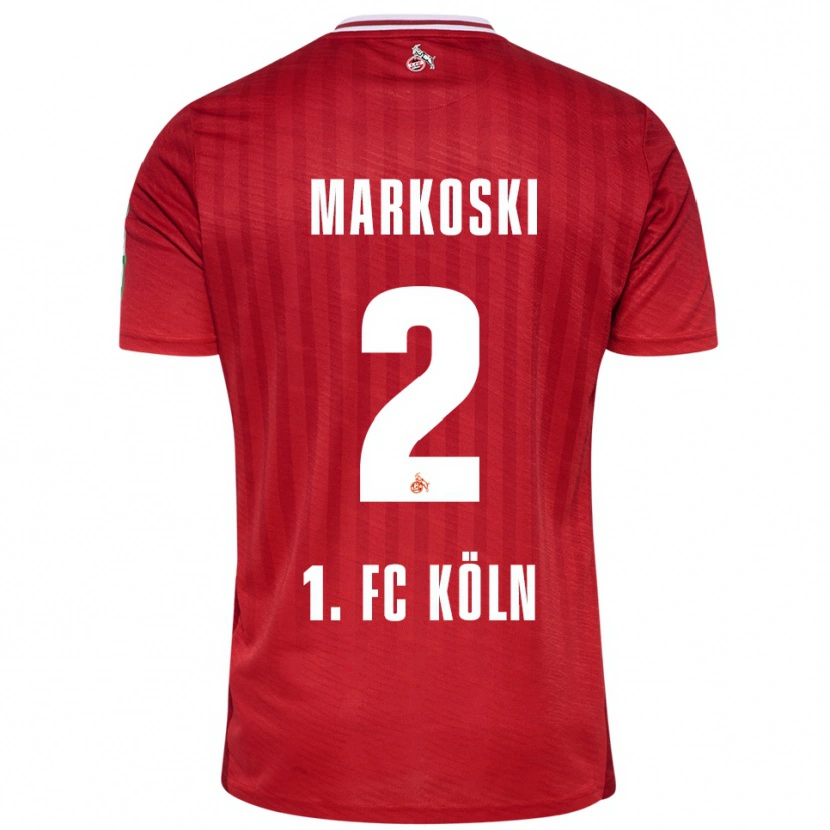 Danxen Mujer Camiseta Kristian Markoski #2 Rojo Blanco 2ª Equipación 2025/26 La Camisa