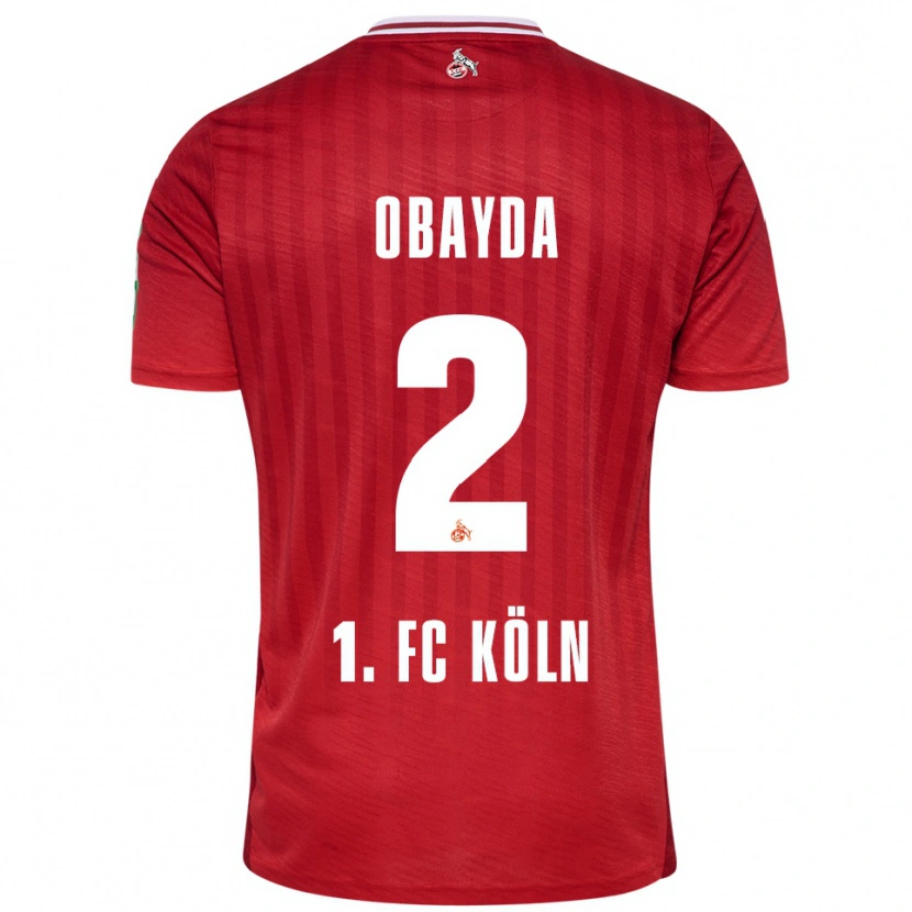 Danxen Mujer Camiseta Yazan Obayda #2 Rojo Blanco 2ª Equipación 2025/26 La Camisa