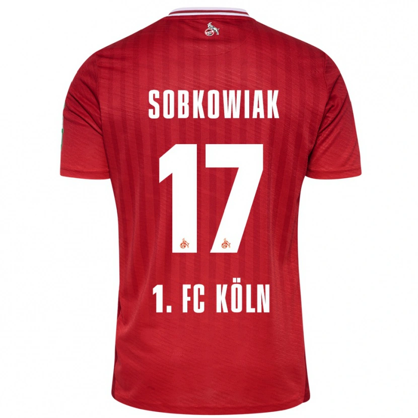 Danxen Mujer Camiseta Jannis Sobkowiak #17 Rojo Blanco 2ª Equipación 2025/26 La Camisa