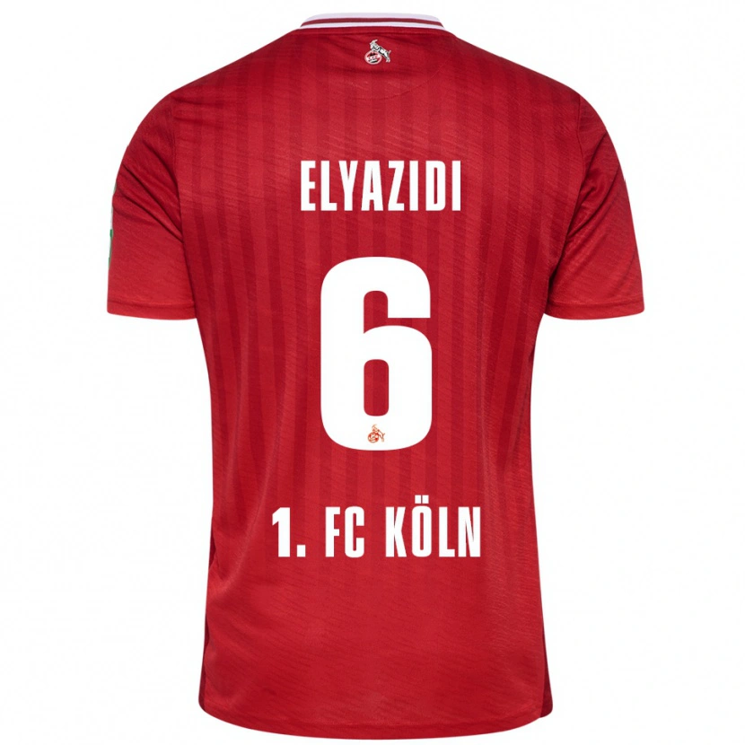 Danxen Mujer Camiseta Ilias Elyazidi #6 Rojo Blanco 2ª Equipación 2025/26 La Camisa