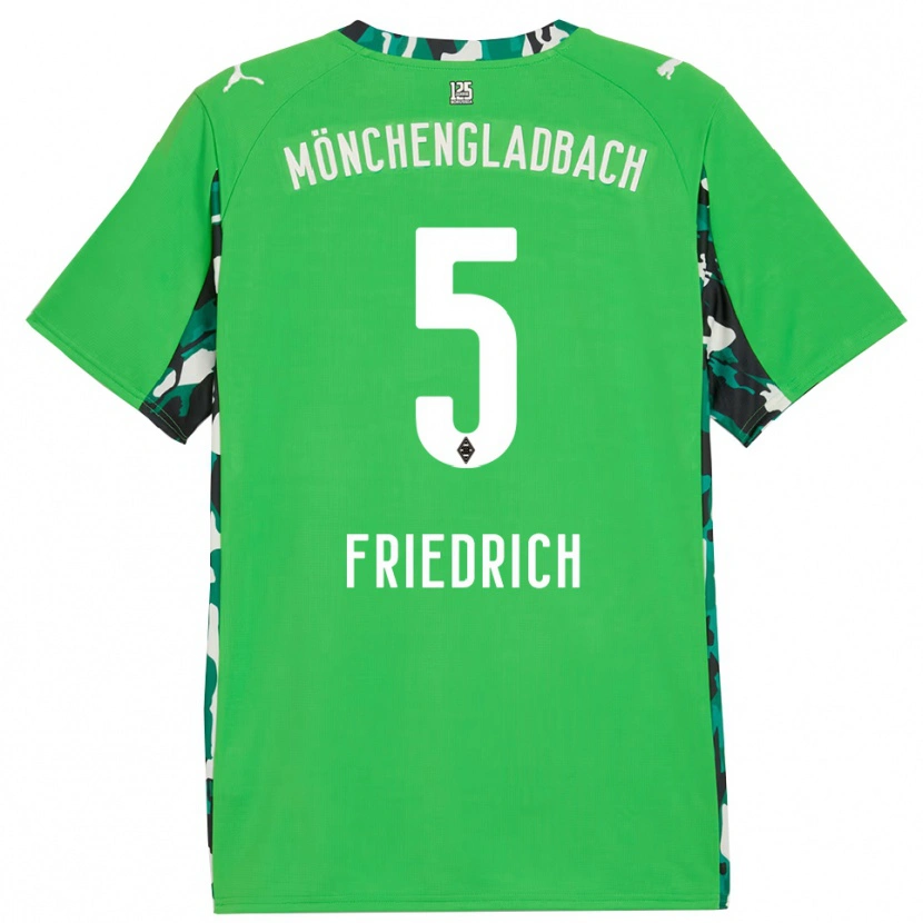 Danxen Mujer Camiseta Marvin Friedrich #5 Verde Negro 2ª Equipación 2025/26 La Camisa