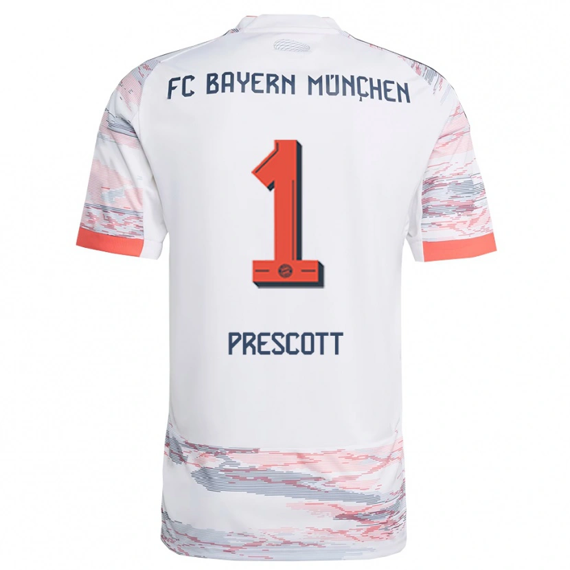 Danxen Mujer Camiseta Leonard Prescott #1 Blanco Gris 2ª Equipación 2025/26 La Camisa