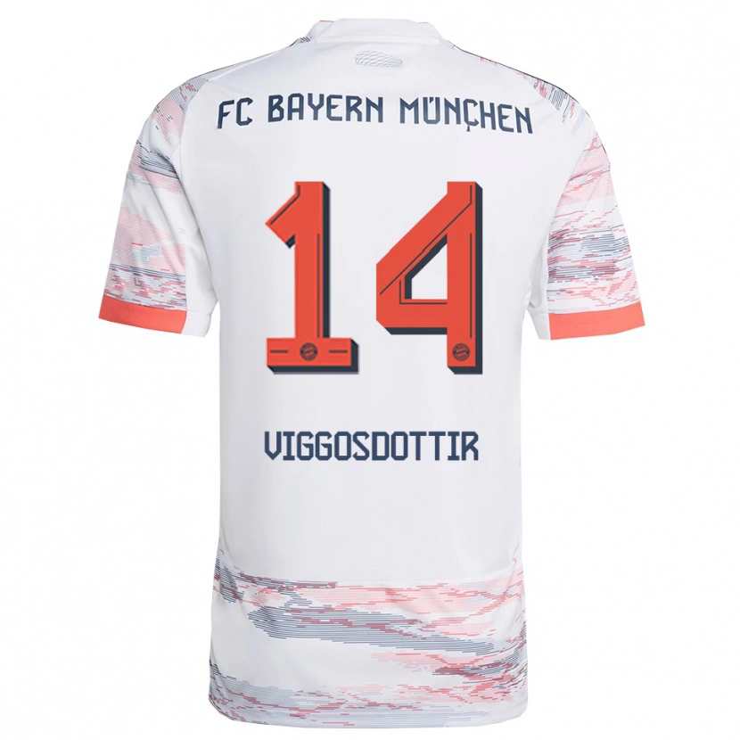 Danxen Mujer Camiseta Glodis Perla Viggosdottir #14 Blanco Gris 2ª Equipación 2025/26 La Camisa