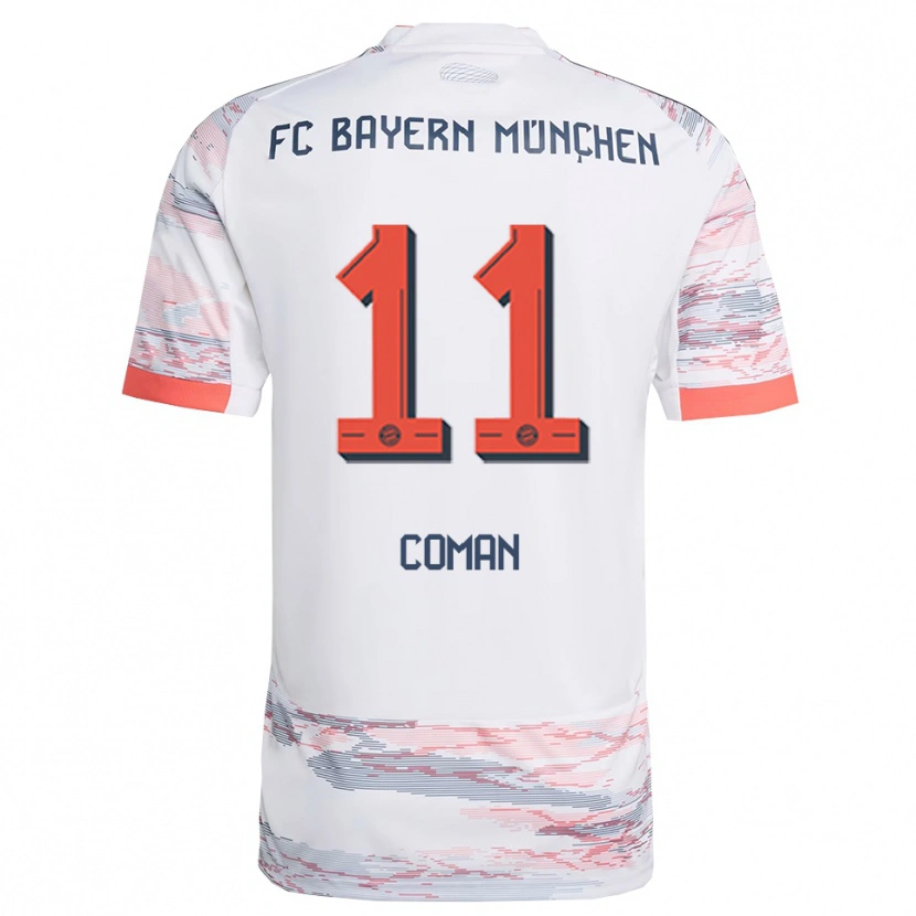 Danxen Mujer Camiseta Kingsley Coman #11 Blanco Gris 2ª Equipación 2025/26 La Camisa