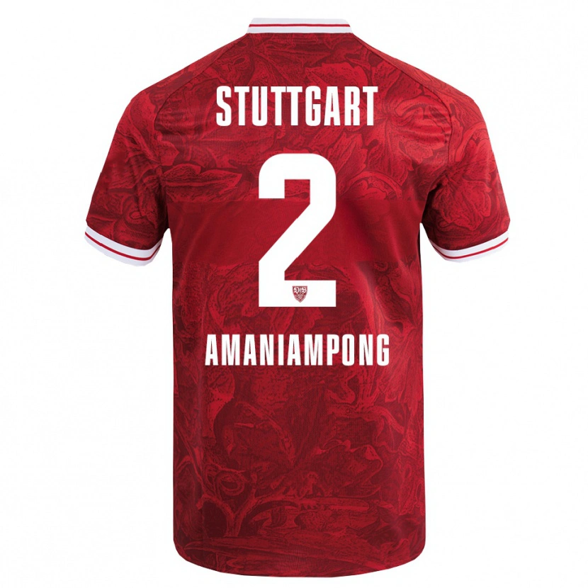 Danxen Mujer Camiseta Kaden Amaniampong #2 Rojo Negro 2ª Equipación 2025/26 La Camisa
