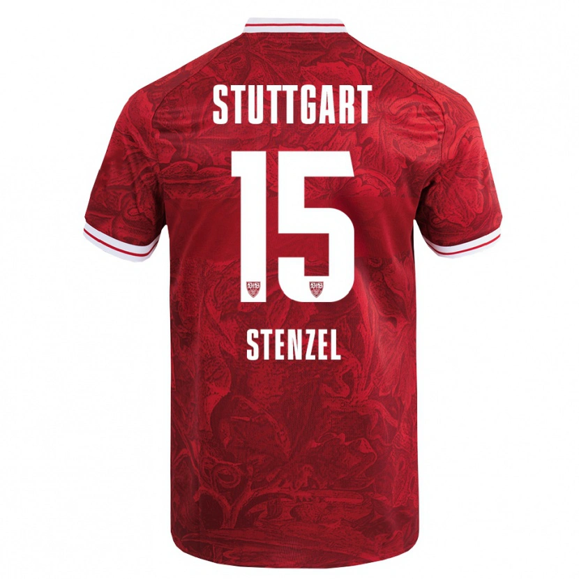 Danxen Mujer Camiseta Pascal Stenzel #15 Rojo Negro 2ª Equipación 2025/26 La Camisa