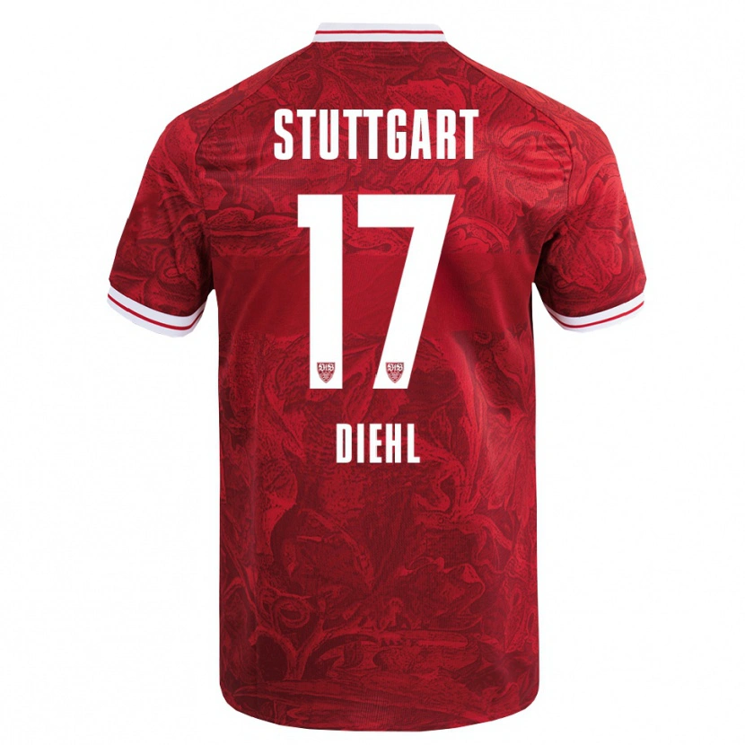 Danxen Mujer Camiseta Justin Diehl #17 Rojo Negro 2ª Equipación 2025/26 La Camisa