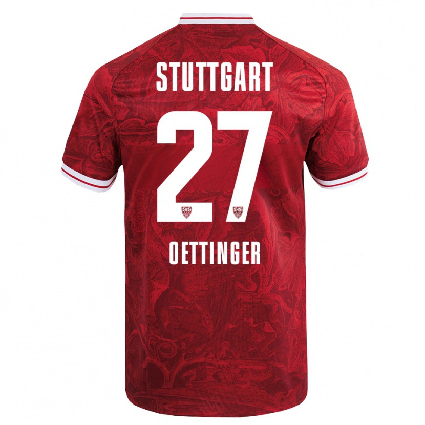 Danxen Mujer Camiseta Jannik Oettinger #27 Rojo Negro 2ª Equipación 2025/26 La Camisa