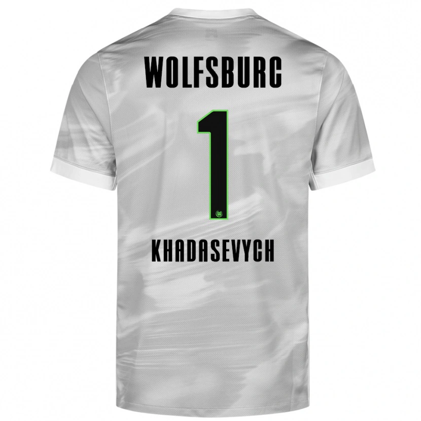 Danxen Mujer Camiseta Kyrylo Khadasevych #1 Gris Blanco 2ª Equipación 2025/26 La Camisa