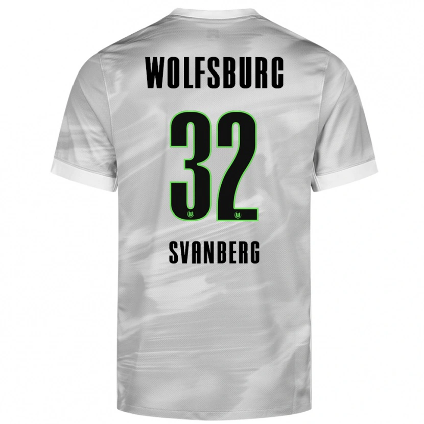 Danxen Mujer Camiseta Mattias Svanberg #32 Gris Blanco 2ª Equipación 2025/26 La Camisa