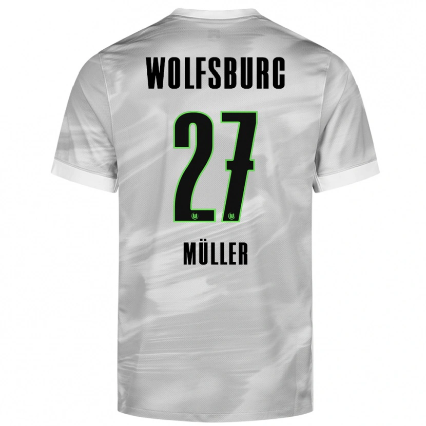 Danxen Mujer Camiseta Fabio Müller #27 Gris Blanco 2ª Equipación 2025/26 La Camisa