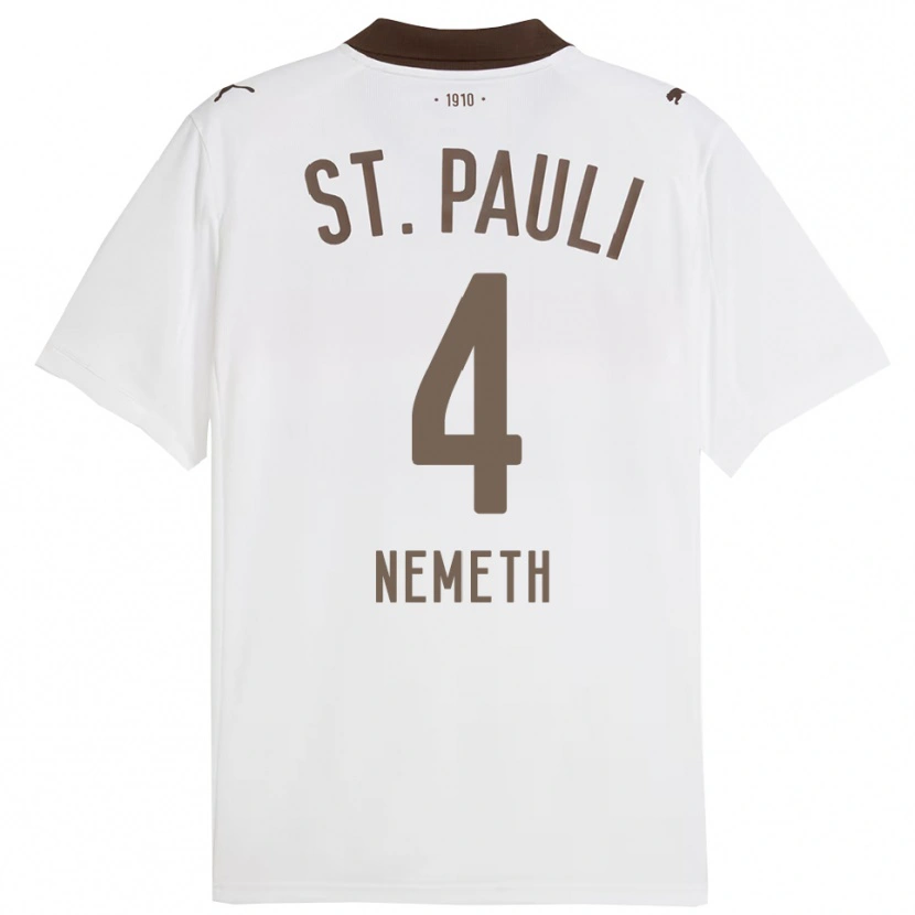 Danxen Mujer Camiseta David Nemeth #4 Blanco Rojo 2ª Equipación 2025/26 La Camisa