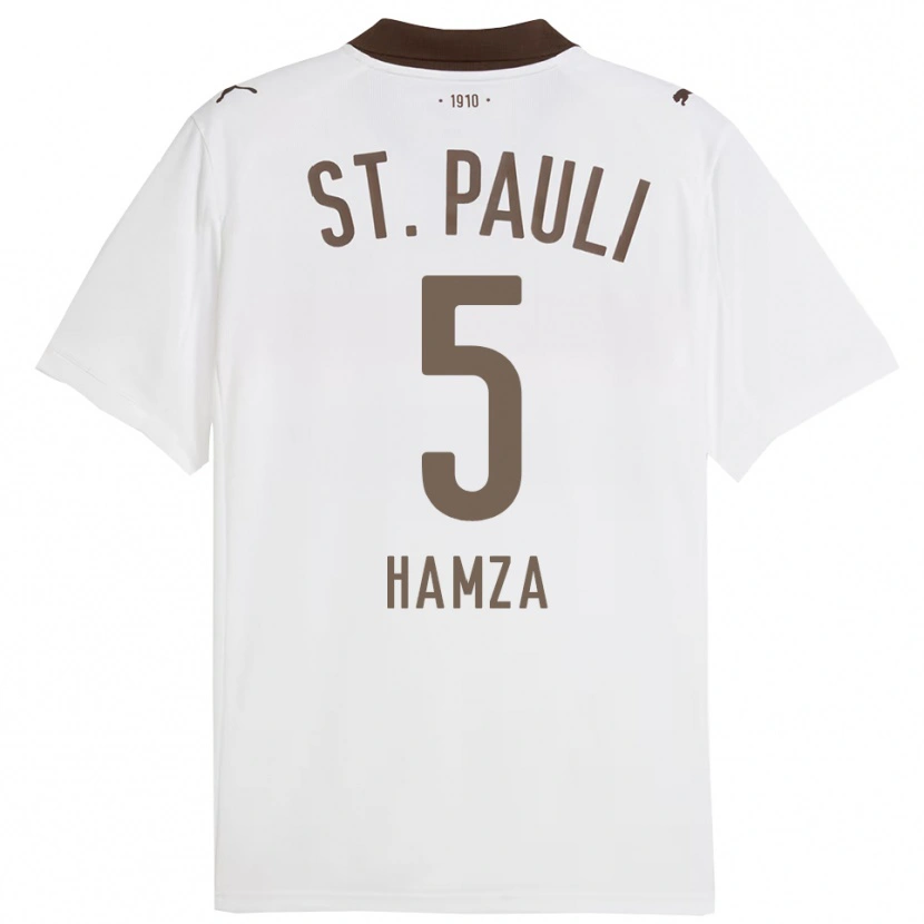 Danxen Mujer Camiseta Samet Hamza #5 Blanco Rojo 2ª Equipación 2025/26 La Camisa