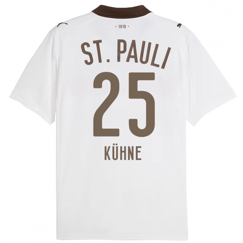 Danxen Mujer Camiseta Florian Kühne #25 Blanco Rojo 2ª Equipación 2025/26 La Camisa