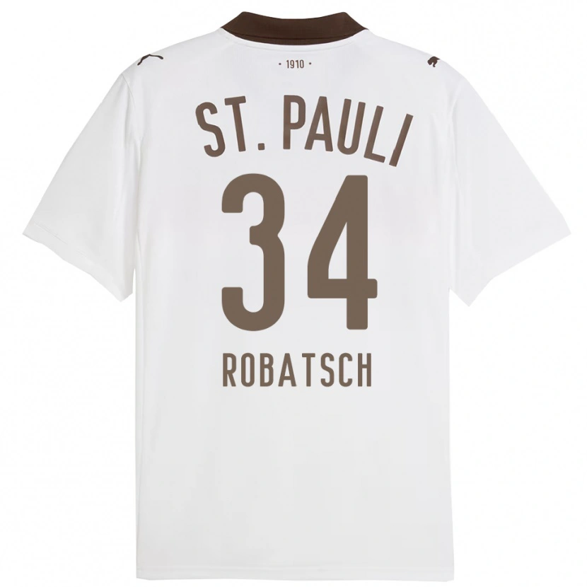 Danxen Mujer Camiseta Jannik Robatsch #34 Blanco Rojo 2ª Equipación 2025/26 La Camisa