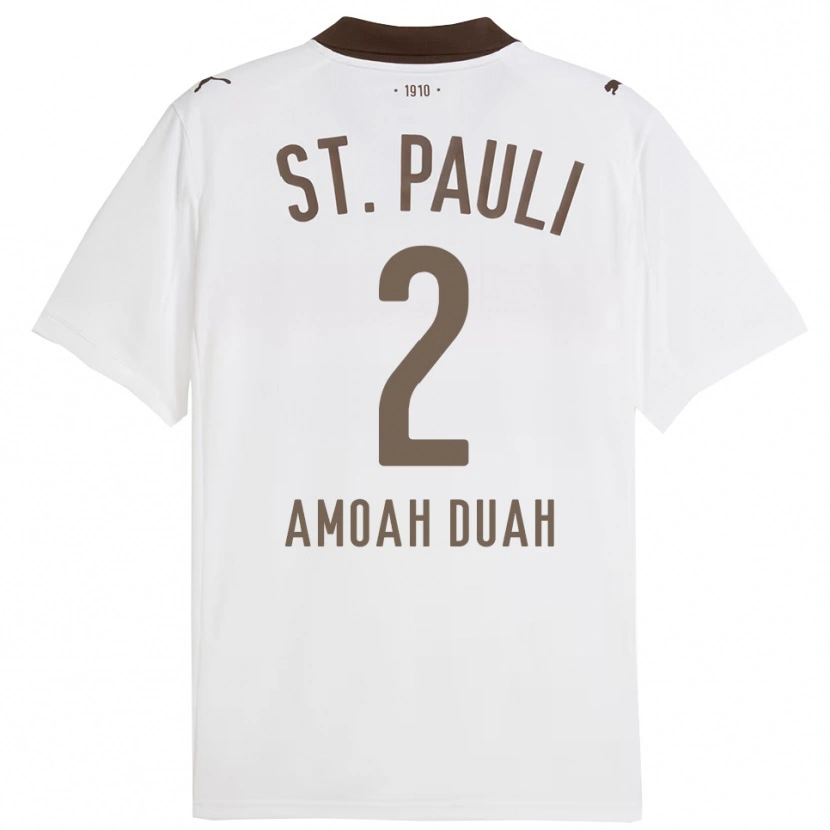 Danxen Mujer Camiseta Reuel Amoah Duah #2 Blanco Rojo 2ª Equipación 2025/26 La Camisa