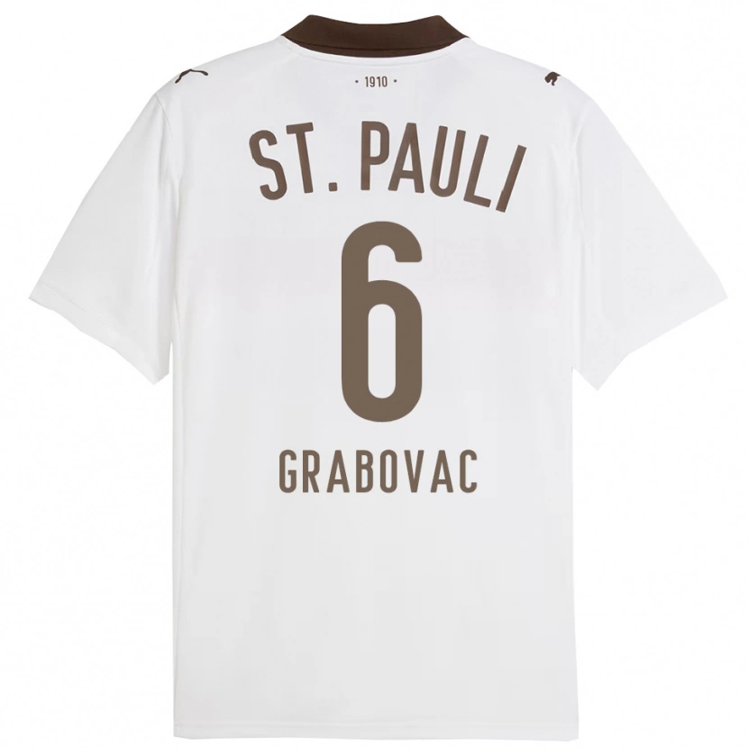 Danxen Mujer Camiseta Danijel Grabovac #6 Blanco Rojo 2ª Equipación 2025/26 La Camisa