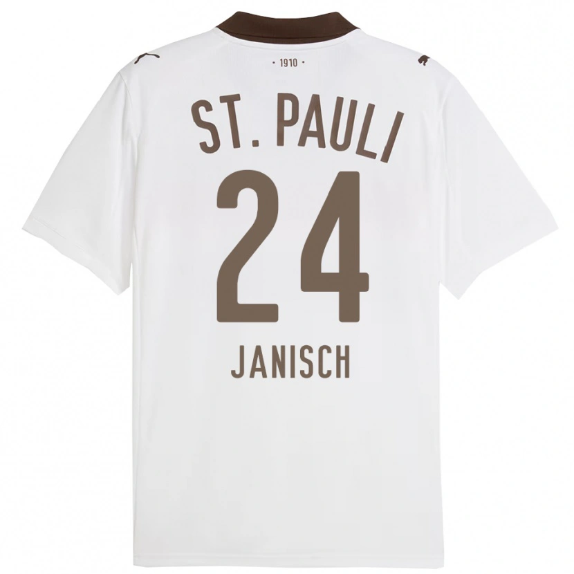 Danxen Mujer Camiseta August Janisch #24 Blanco Rojo 2ª Equipación 2025/26 La Camisa
