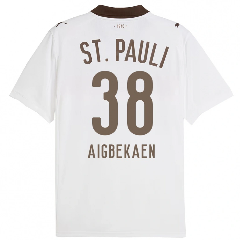 Danxen Mujer Camiseta Romeo Aigbekaen #38 Blanco Rojo 2ª Equipación 2025/26 La Camisa