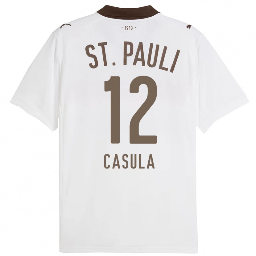 Danxen Mujer Camiseta David Casula #12 Blanco Rojo 2ª Equipación 2025/26 La Camisa