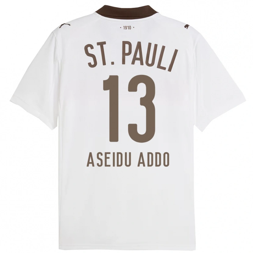 Danxen Mujer Camiseta Joel Aseidu Addo #13 Blanco Rojo 2ª Equipación 2025/26 La Camisa