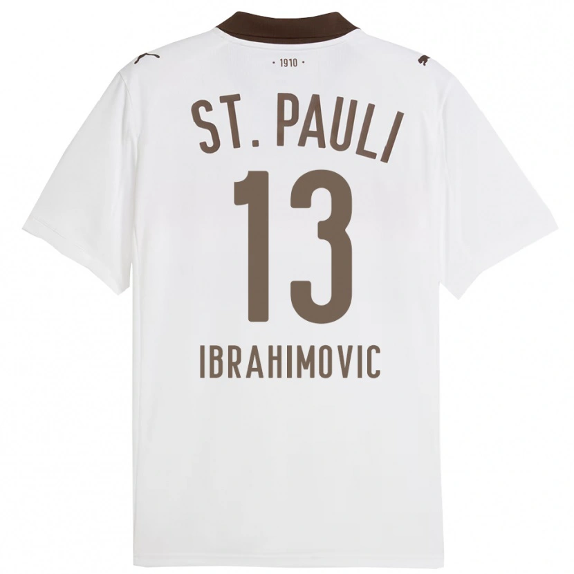 Danxen Mujer Camiseta Ajdin Ibrahimovic #13 Blanco Rojo 2ª Equipación 2025/26 La Camisa
