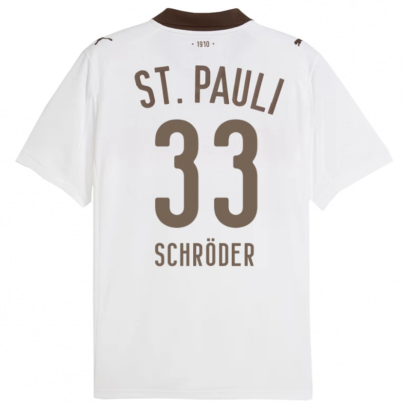 Danxen Mujer Camiseta Lennard Schröder #33 Blanco Rojo 2ª Equipación 2025/26 La Camisa