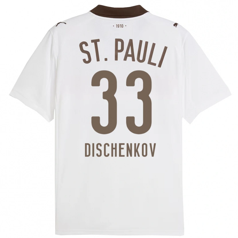 Danxen Mujer Camiseta Dimitri Dischenkov #33 Blanco Rojo 2ª Equipación 2025/26 La Camisa