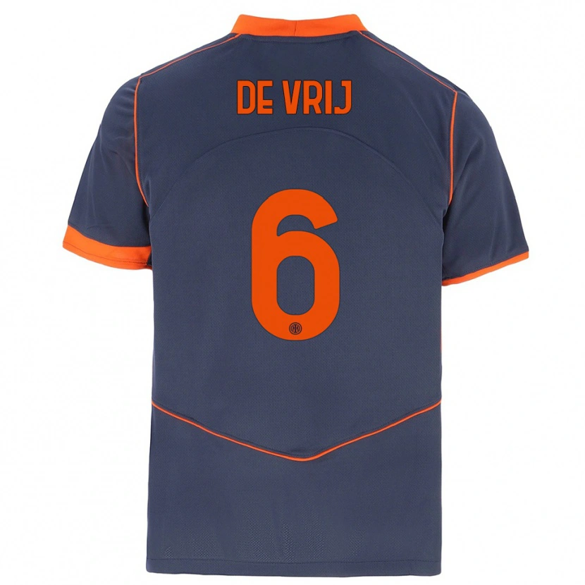 Danxen Mujer Camiseta Stefan De Vrij #6 Gris Naranja Equipación Tercera 2025/26 La Camisa