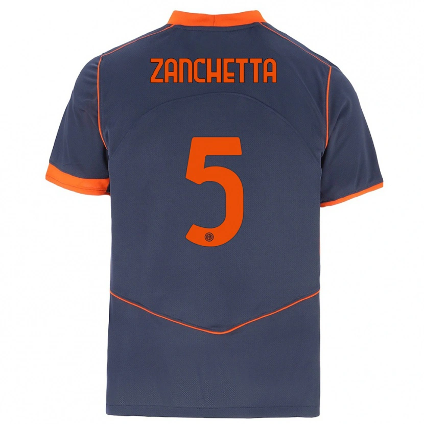 Danxen Mujer Camiseta Mattia Zanchetta #5 Gris Naranja Equipación Tercera 2025/26 La Camisa