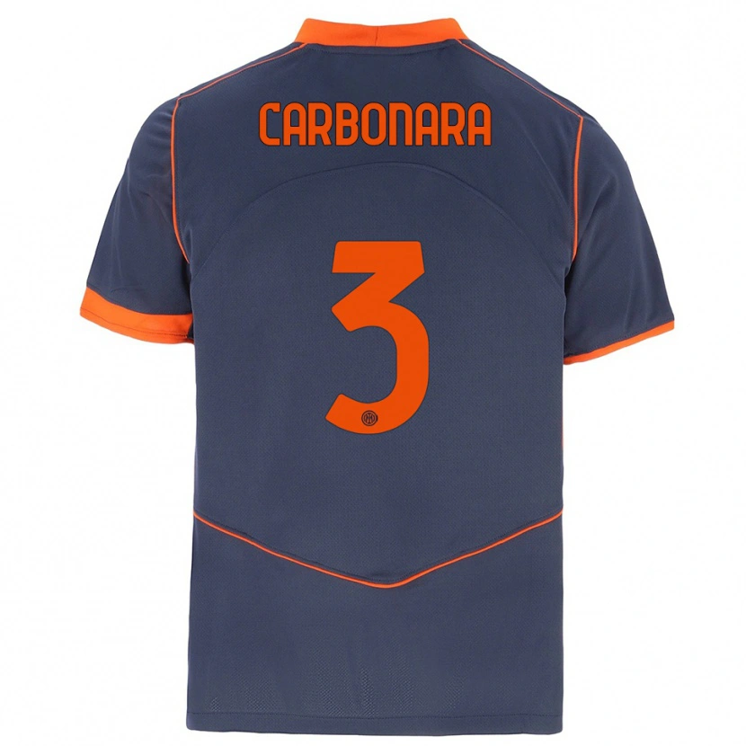 Danxen Mujer Camiseta Matteo Carbonara #3 Gris Naranja Equipación Tercera 2025/26 La Camisa