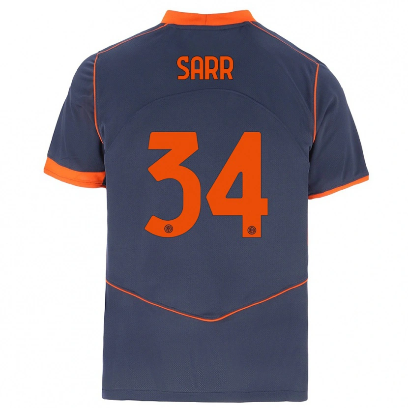 Danxen Mujer Camiseta Amadou Sarr #34 Gris Naranja Equipación Tercera 2025/26 La Camisa