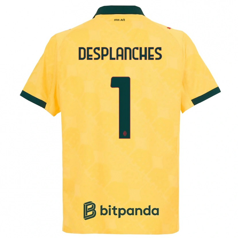 Danxen Mujer Camiseta Sebastiano Desplanches #1 Amarillo Negro Equipación Tercera 2025/26 La Camisa