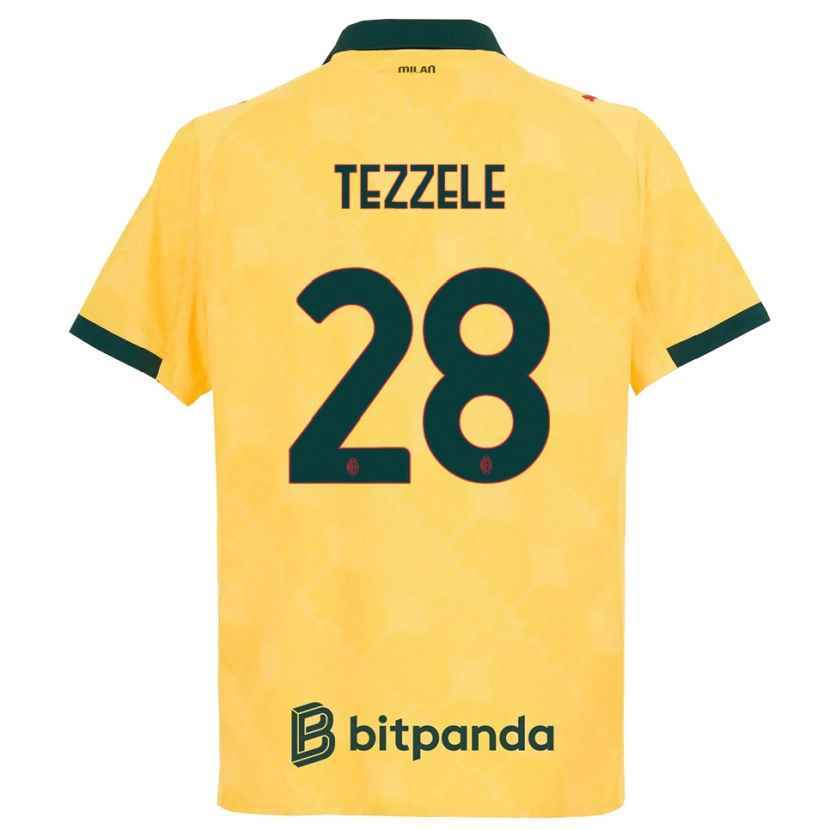 Danxen Mujer Camiseta Matteo Tezzele #28 Amarillo Negro Equipación Tercera 2025/26 La Camisa