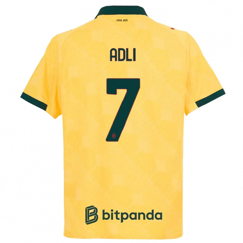 Danxen Mujer Camiseta Yacine Adli #7 Amarillo Negro Equipación Tercera 2025/26 La Camisa