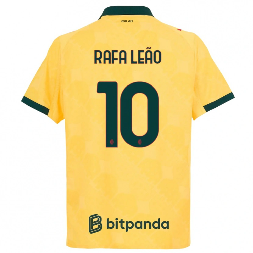 Danxen Mujer Camiseta Rafael Leão #10 Amarillo Negro Equipación Tercera 2025/26 La Camisa
