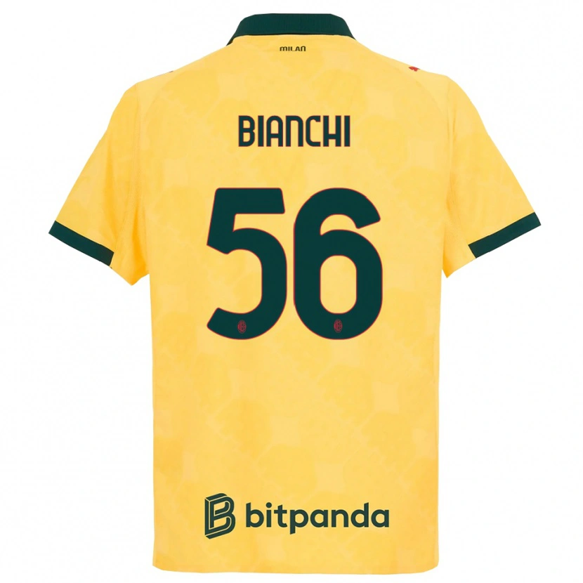 Danxen Mujer Camiseta Alessandro Bianchi #56 Amarillo Negro Equipación Tercera 2025/26 La Camisa